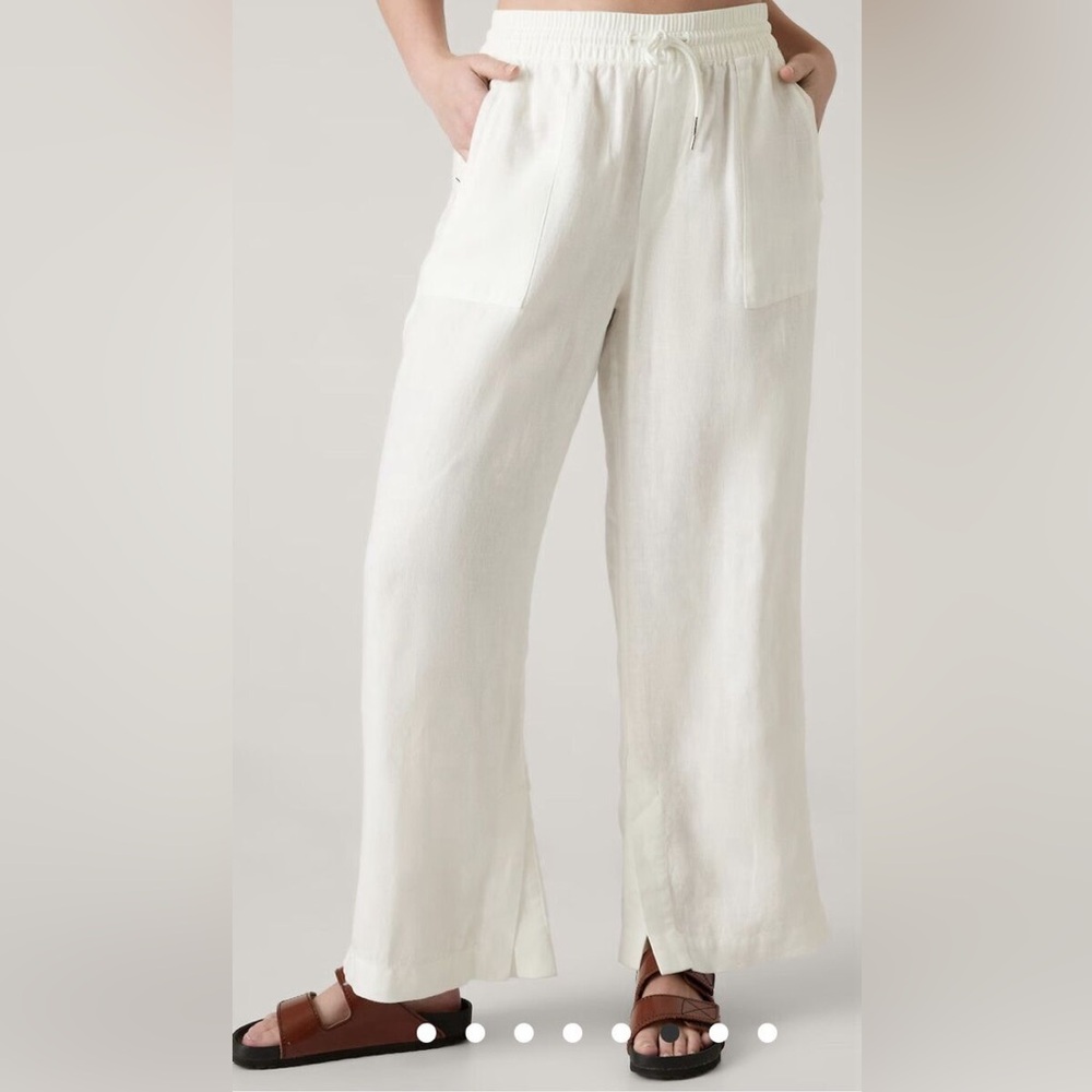 Athleta Retreat Linen Wide Leg Pants in White size XL